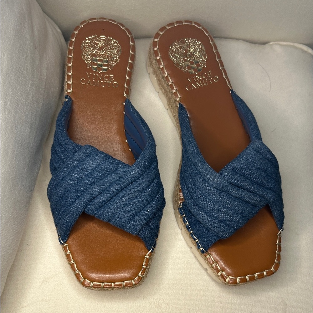Vince Camuto Denim Blue Espadrille Slides